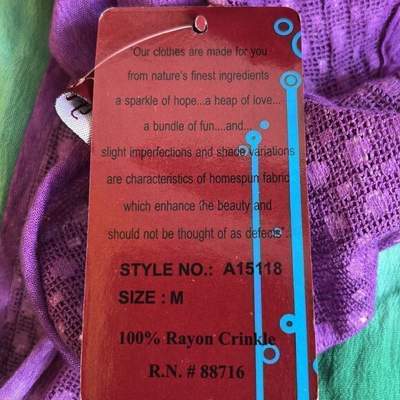 NWT Sunflower Tie Dye Beach Embroidered Sleeveless Dress Flowy Size Medium Boho - Picture 10 of 11